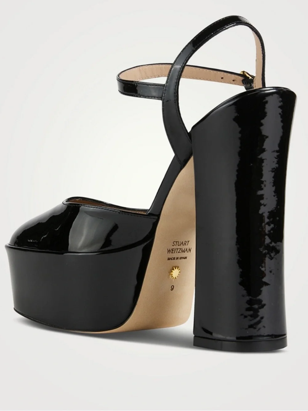 Stuart Weitzman Skyhigh Black Patent Leather Platforms size 6.5